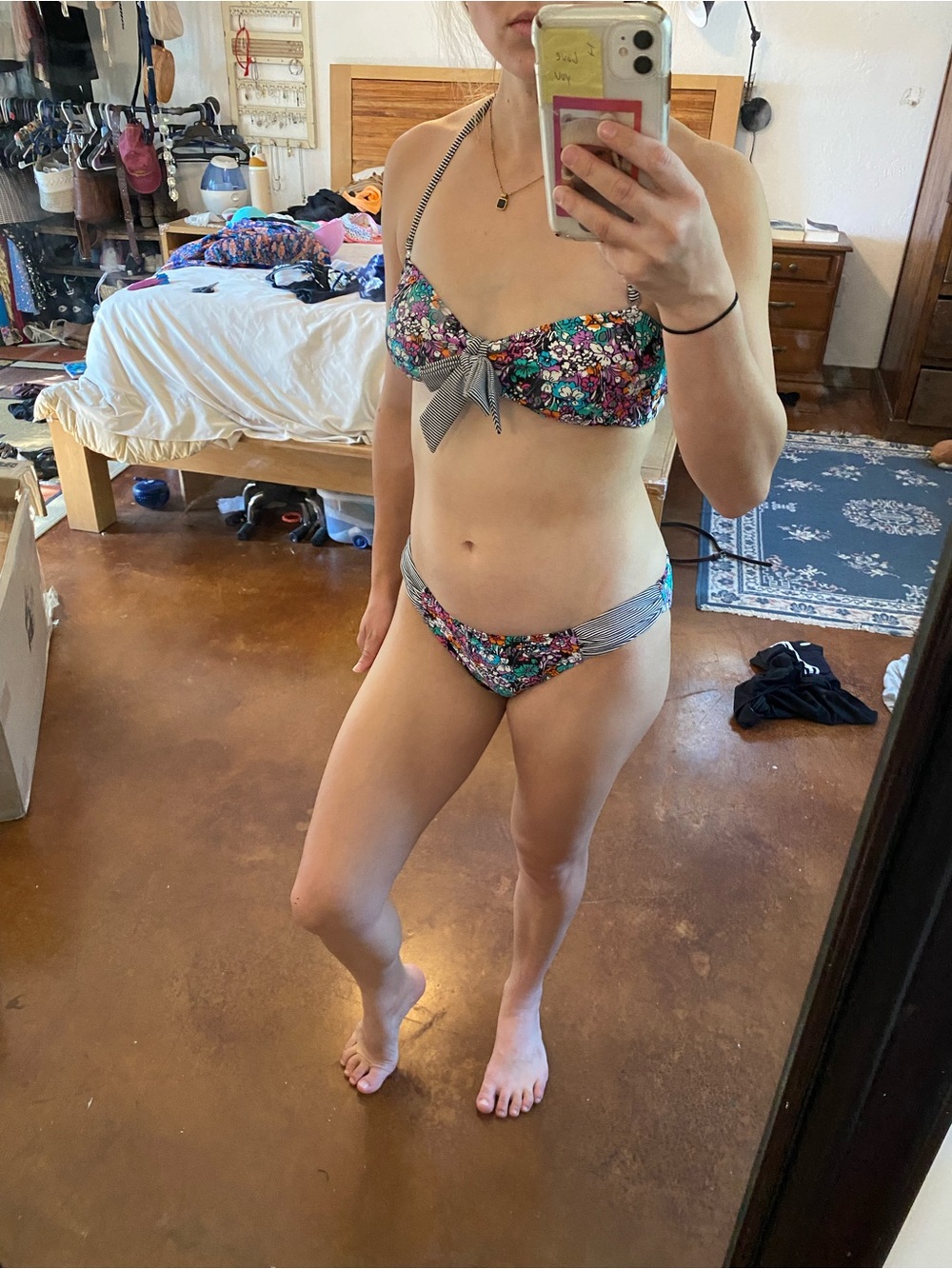 Xhilaration Women’sFloral Bandeau Bikini Set - Teal, Purple, Pink, Orange, Black